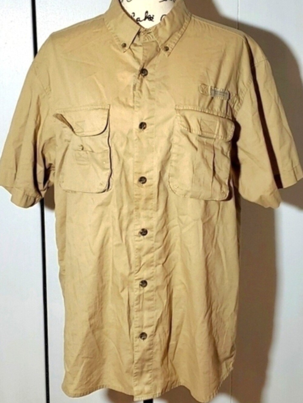 RedHead| Mens Khaki Short Sleeve Vented Shirt Outdoors Hiking  Neutral L